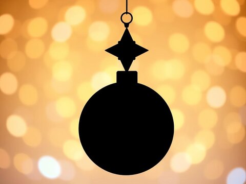 Silhouette illustration of a Christmas ornament with a star on top in black, smooth, snowflake