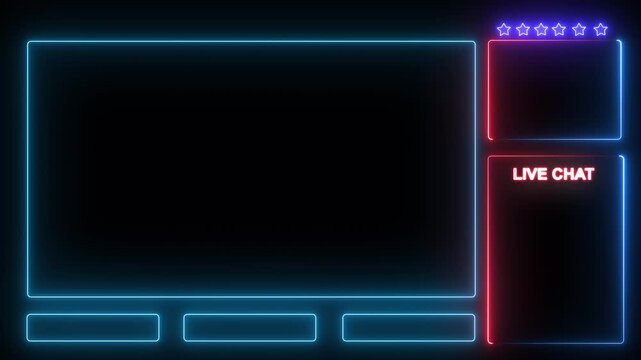 Intermission Stream Overlay Animated, Neon Sign looping facecam and chat for live streaming