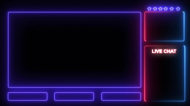 Intermission Stream Overlay Animated, Neon Sign looping facecam and chat for live streaming