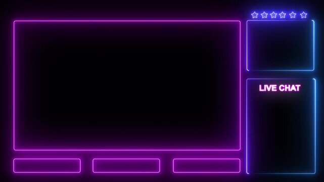 Intermission Stream Overlay Animated, Neon Sign looping facecam and chat for live streaming