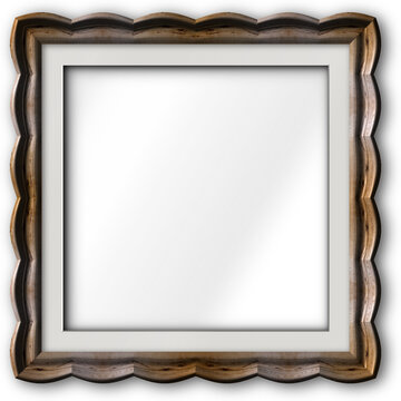 Ornate wooden picture frame with transparent background
