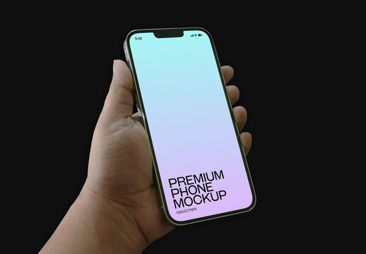 Modern Smartphone Mockup In Hand With Black Background