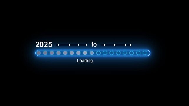 Business Transition from 2025 to 2026 with Digital Progress Loading Bar Enterprise Transformation Goal Tracking Productivity Improvement and Business time line animation.