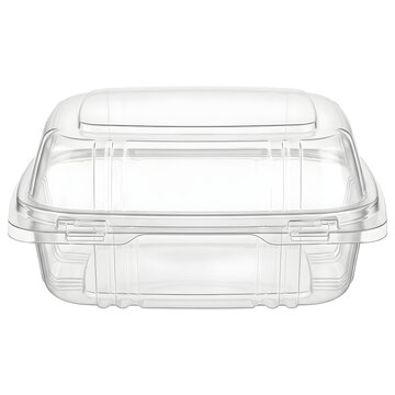 Clear Plastic Clamshell Food Container Mockup Isolated on Black Background