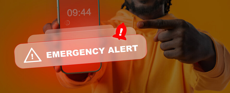 Emergency 911 alert shown on mobile phone during an emergency situation