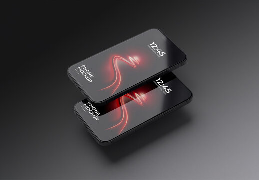 Floating Smartphone Screen Mockup Set
