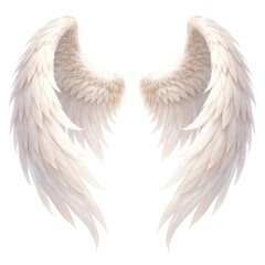 Obraz premium Elegant white angel wings on a pure white background.