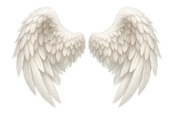 Obraz premium Elegant white angel wings illustration on white background.