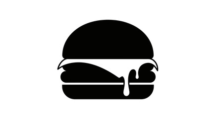 Fototapeta premium Burger Icon Silhouette with Dripping Cheese Vector