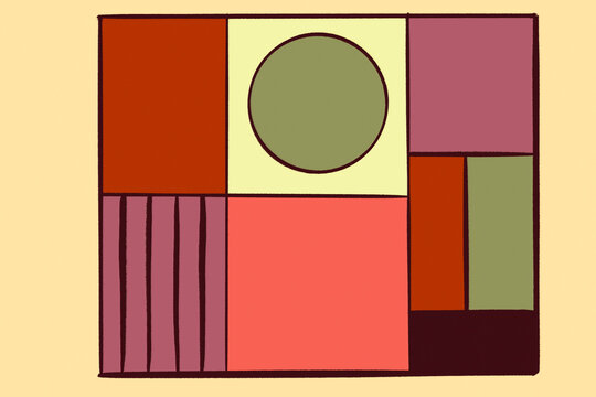 Abstract geometric composition with circle and color block