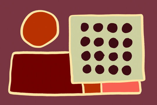Abstract geometric composition with circle and grid shapes