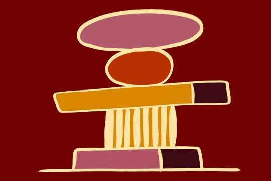 Abstract geometric balance composition with colorful oval shape