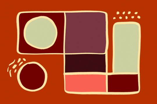 Abstract geometric shape composition with warm earthy colors