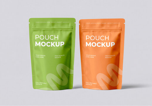 Matte Stand Up Pouch Packaging Mockup Set