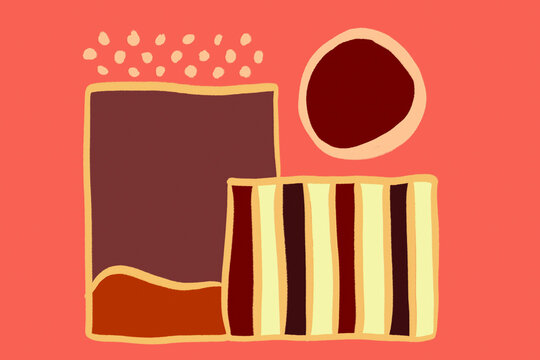 Abstract geometric composition with shapes and striped pattern