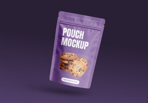 Floating Snack Pouch Packaging Mockup