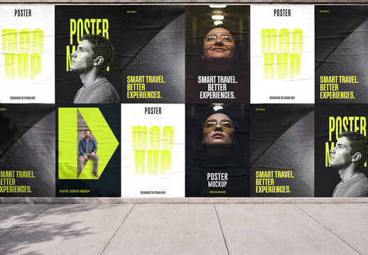 Outdoor Street Wall Poster Mockup Template