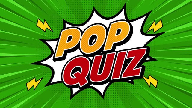 animated pop quiz text on comic pop art background