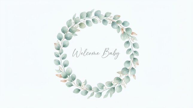 Watercolor eucalyptus wreath with berries isolated on white background