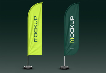Advertising Feather Flag Mockup Set