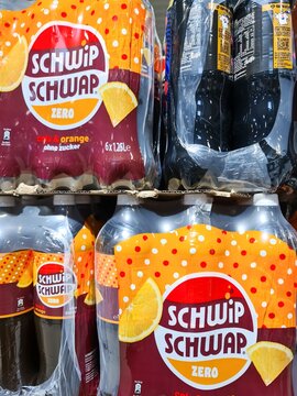 Kiel, Germany - 02. July 2026: Schwip Schwap Zero cola orange carbonated beverage