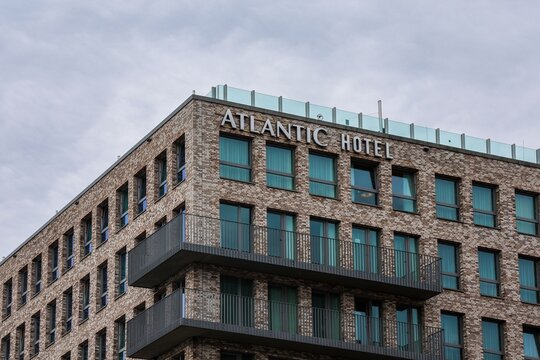 Kiel, Germany - 02. July 2026: Atlantic Hotel building and brand logo in Kiel Germany