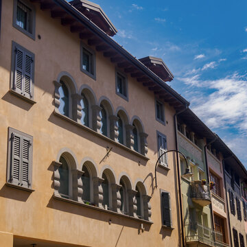 Historic buildings of Rovetta, in Bergamo province, Italy