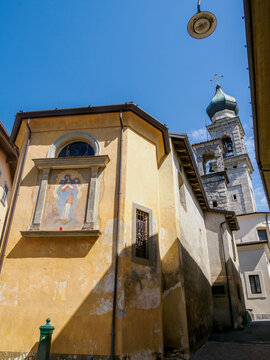 Historic buildings of Rovetta, in Bergamo province, Italy