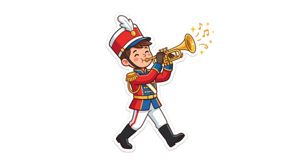 Cartoon Marching Band Member Playing Trumpet Illustration © Mati