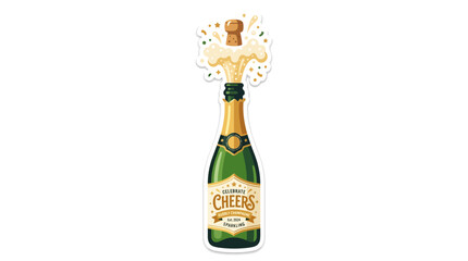 Obraz premium Champagne Bottle Popping Celebration Illustration