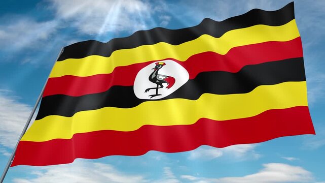 Uganda Flag Seamless Loop 4k 60fps on Sky Background