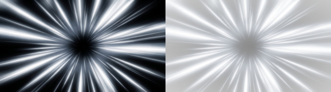white radial light rays emerging from center on black background abstract background