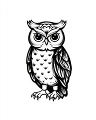 Obraz premium Modern line art illustration of an owl designed for creative advertising and artistic projects