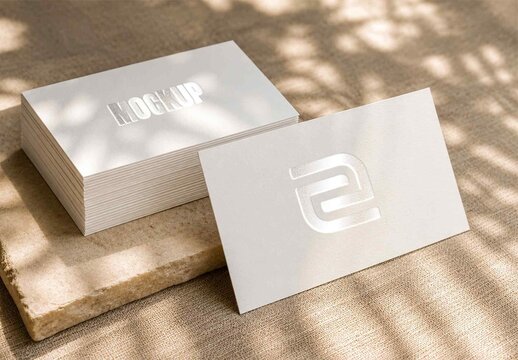 White Embossed Business Card Logo Mockup