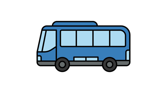 Blue city bus flat vector illustration isolated on white background