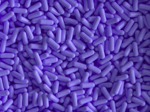 Purple capsule medication background for pharmaceutical healthcare