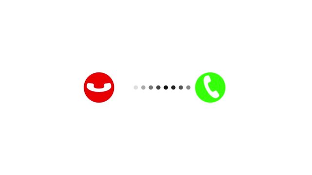 Incoming call ringing icon sign animation, calling animated accept or decline option with alpha channel.
