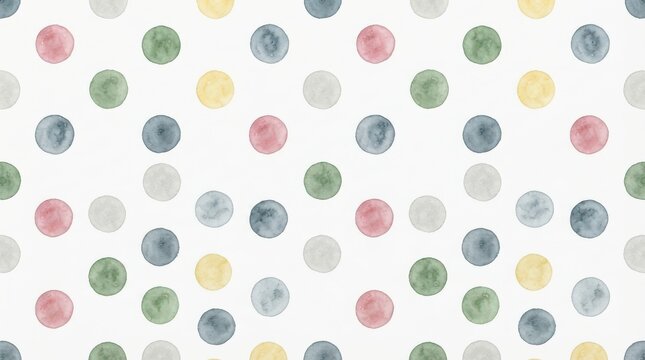 Watercolor polka dot pattern background isolated on white background