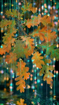 Golden oak leaves and acorns: nature's poetry in autumn sunlight