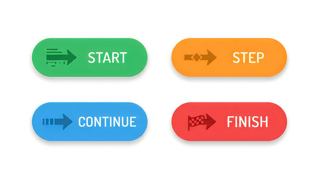 Flat ui buttons for start step continue finish process