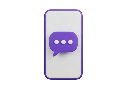 Purple speech bubble chat icon on smartphone screen