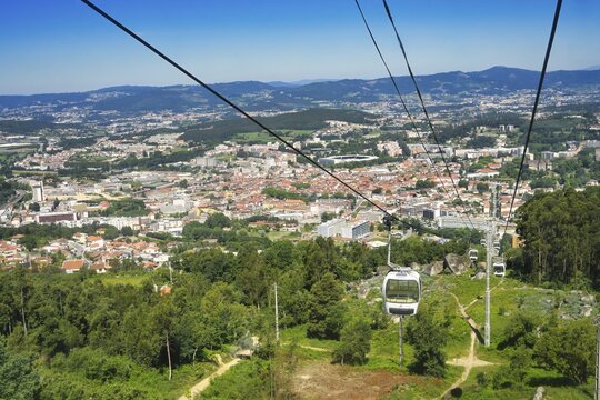 Guimaraes and cable car, Minho, Portugal