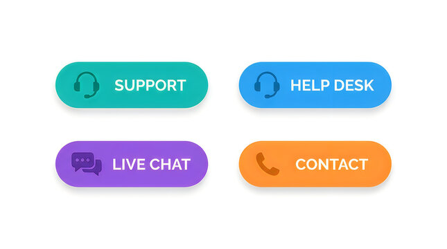 Modern support contact options buttons set