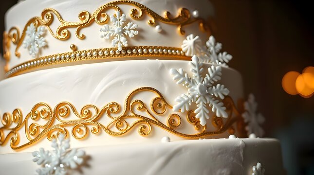 golden wedding cake
