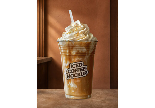 Iced Coffee Mockup Realistic Design for Brand Presentation and Marketing