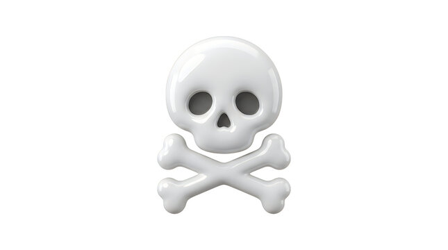Cartoon skull with crossed bones icon
