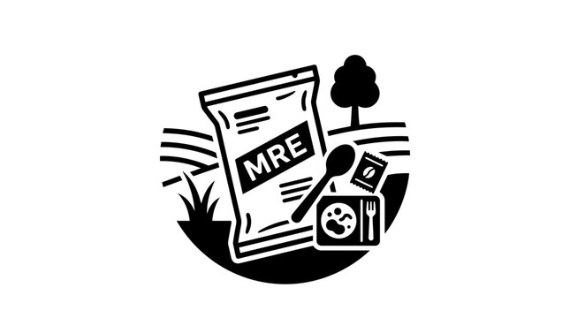 MRE Meal Pack Isolated Icon with Outdoor Elements