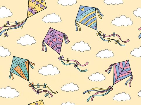 Cute kites pattern background design