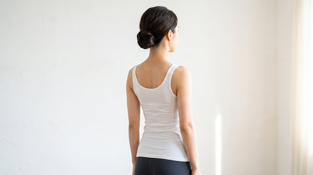 姿勢を正す女性の美しい背中と背骨のライン
