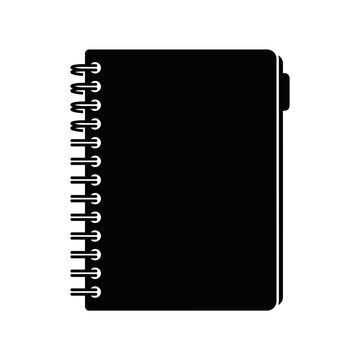 Simple black spiral notebook for notes and organization.